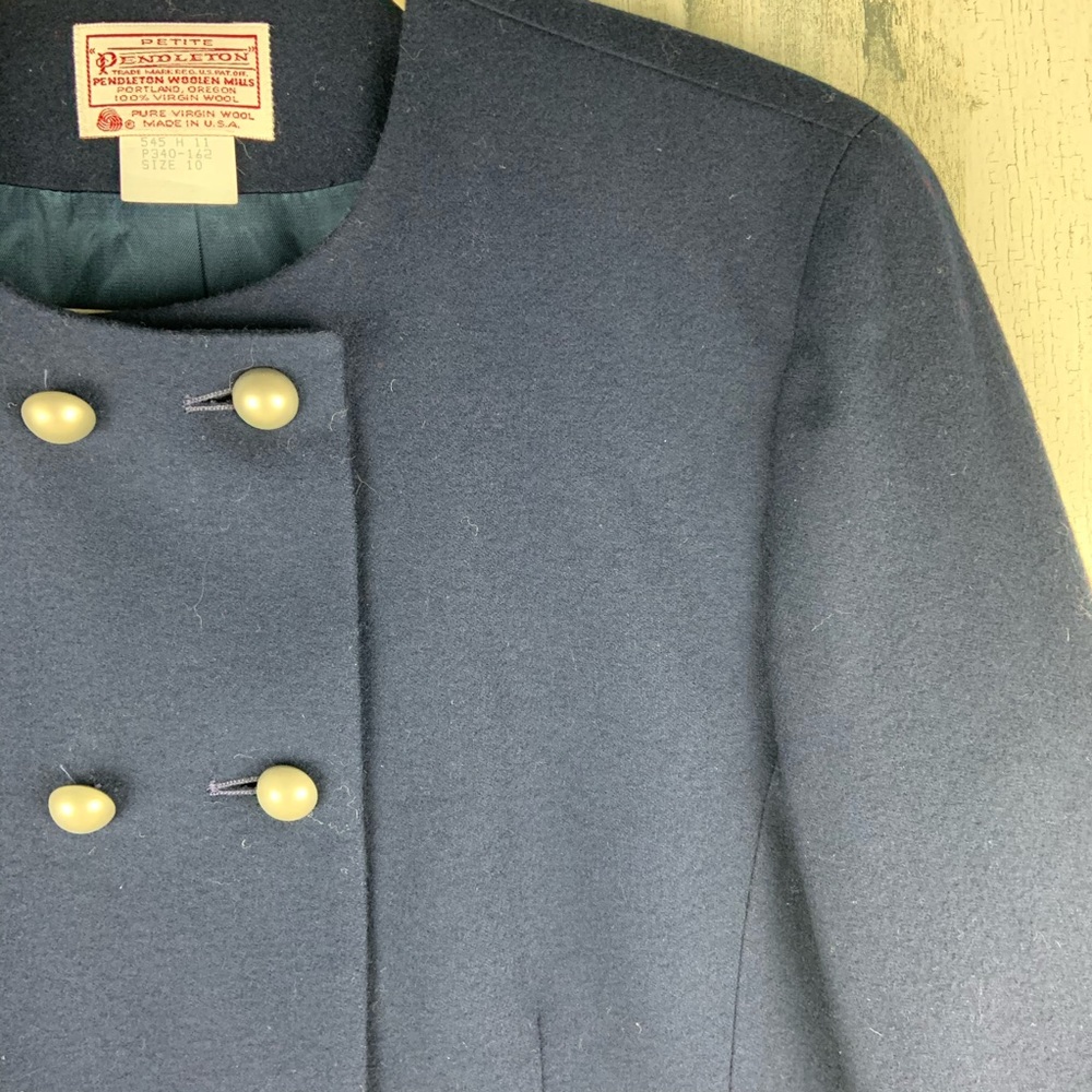 Pendleton Navy Wool Double Breasted Jacket 10p - image 2